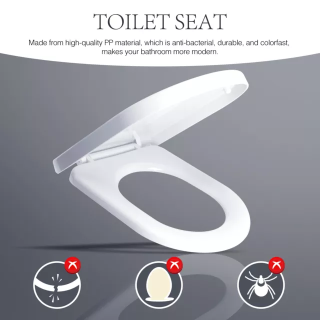 Soft Close Toilet Seat Bathroom Oval Shape WC Heavy Duty Seats Anti Slam White