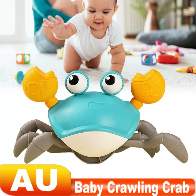 Electric Sensing Crawling Crab, Tummy Time Baby Toys, Interactive Walking Toy AU