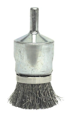 Banded Crimped Wire End Brush, Stainless Steel, 1 in X 0.006 In, 10,000 Rpm