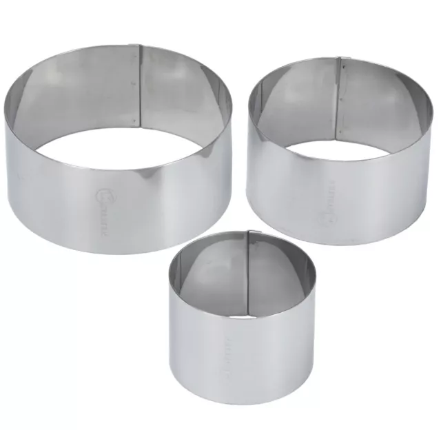 3 MOLDES DE EMPLATAR DE ACERO INOXIDABLE molde tarta emplatar redondo aro