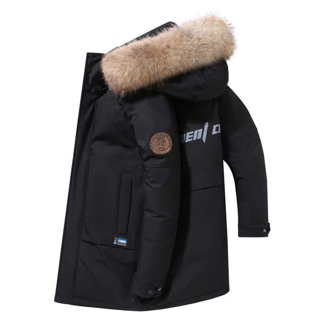 Men's Down Jacket Fur Collar Thick Winter Hooded Casual Coat Parka Fashion Warm