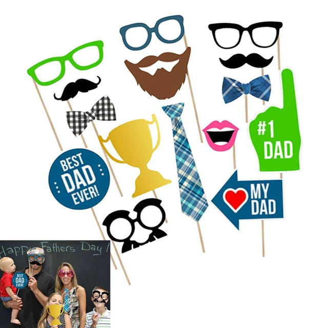 15 piezas/juego de accesorios de cabina de fotos de fiesta para el mejor papá del día del padre Farther's B