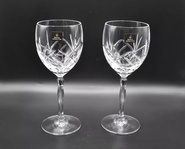 Pair of Royal Doulton Cut Crystal Daily Mail Red Wine Glasses 21 cm  8 1/8"