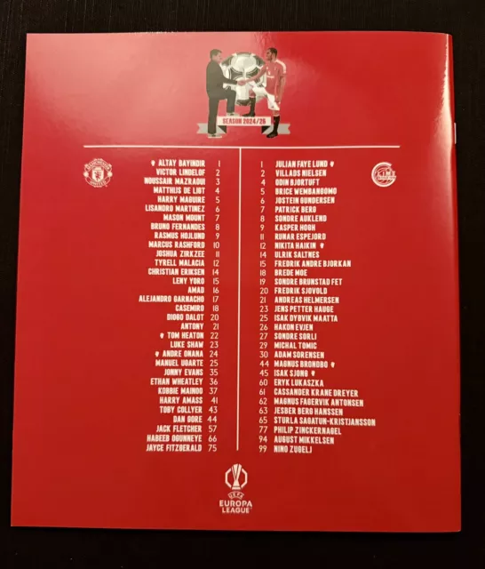 MANCHESTER UNITED VS Bodo/Glimt 2024/25 UEFA Europa League Programme