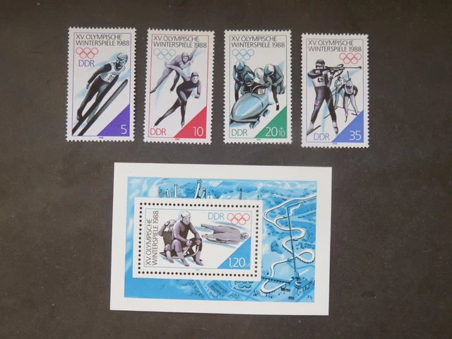 1988 DDR Mi-Nr. DD 3140 - 3143 + BL90 Olymp Winterspiele Calgary postfrisch kpl.
