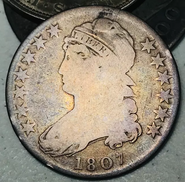 1807 Capped Bust Half Dollar 50C 50/20 O-112 Ungraded Silver US Coin CC21542