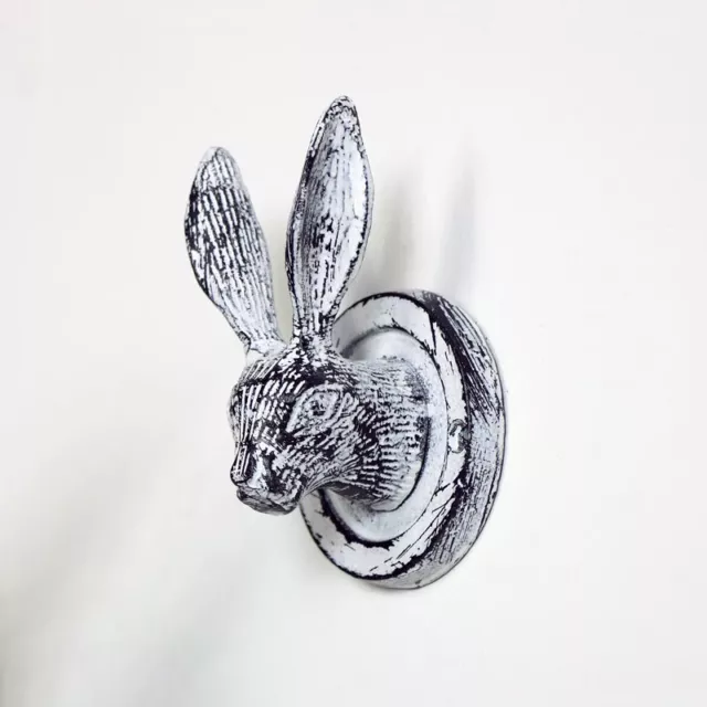 Antique White coat wall hook rabbit hare animal utility shabby chic home decor