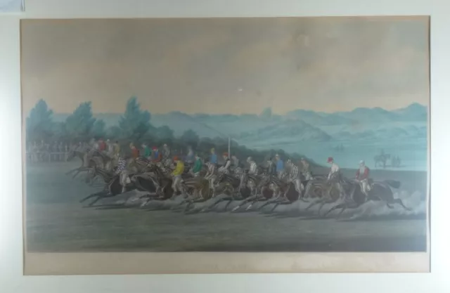 Start - Alken Summers - Aquatinta - Pferderennen Sport Pferd reiten - 1873