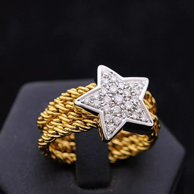 Ring Star Band Yellow Gold 18KT Bright 0.23 CT Natural With Certified