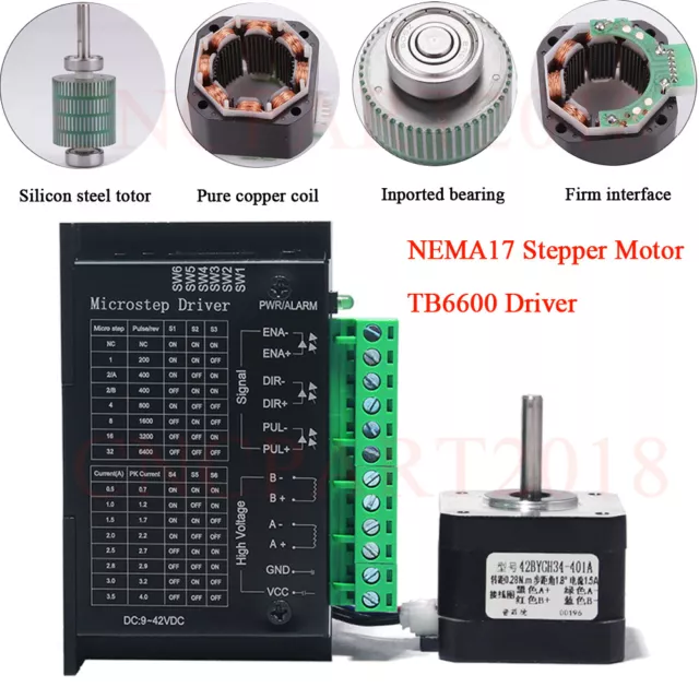 Nema 17 1.8° Stepper Motor TB6600 Drive Control for 3D Printer DIY 2Phase 4Wire