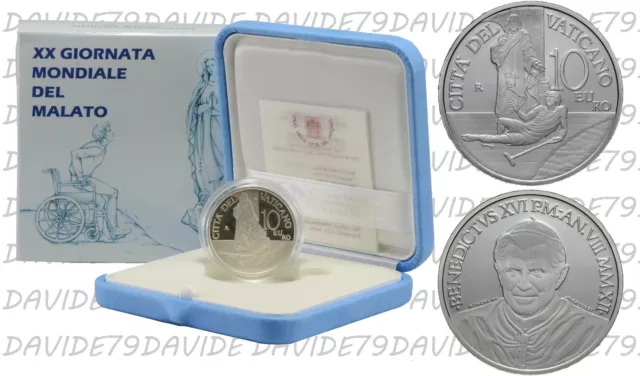 Vaticano - Benedetto Xvi - 10 Euro Argento 2012 - Xx Giornata Del Malato