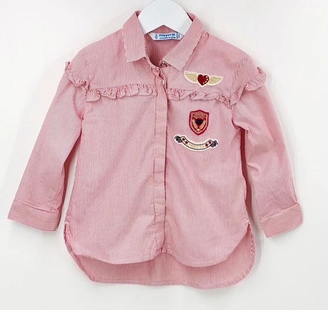 Elegante camicia a righe per ragazze Mayoral taglia 2 anni H 92 cm rossa
