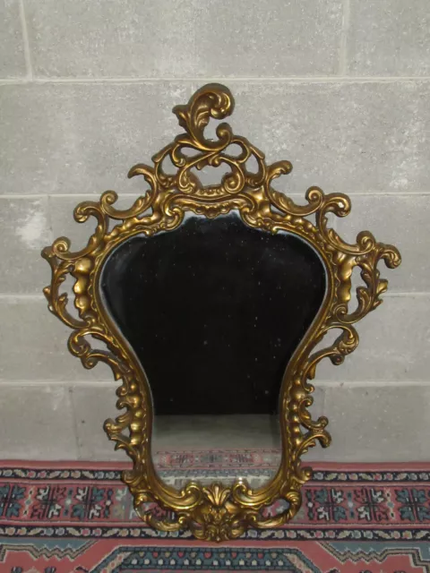 Miroir Ancien En Bois Et Pâte De Bois-Doré De Style Louis Xv-Glace Murale-N°33