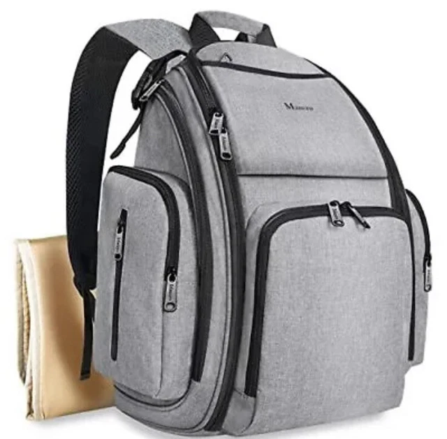 DIAPER BACKPACK✅Nappy Changing Bag Waterproof Travel Maternity Bag✅Grey MANCRO