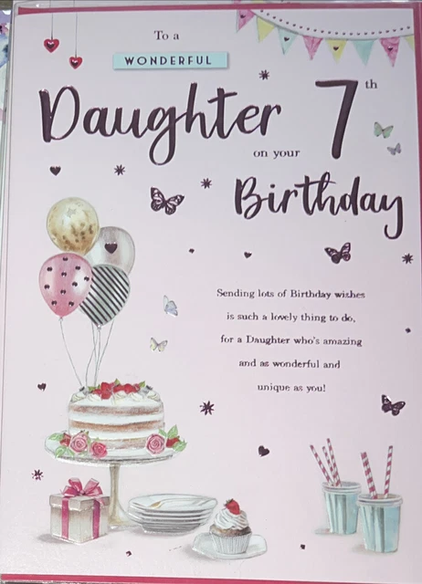 TOCHTER 7. GEBURTSTAG Karte groß siebter Geburtstag sieben heute Alter