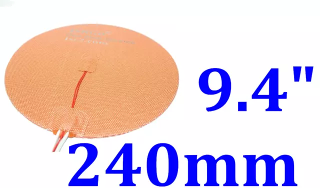 9.4"  240mm Diameter 300W w/ 3M NTC100K Thermistor  CE UL Silicone Heater