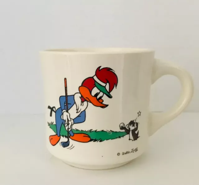 Vtg Woody Woodpecker Walter Lantz Signature Mug Golfing Humor Cartoon Ceramic
