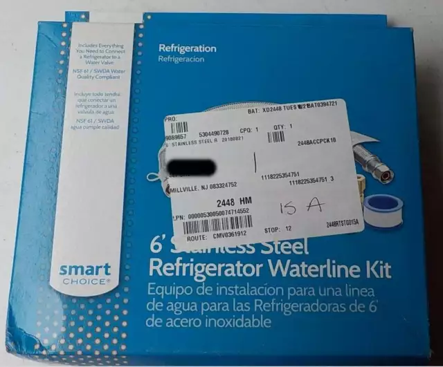 SMART CHOICE 6' Refrigerator Water Line Kit Stainless Steel $9.00 ...