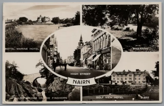 Postcard Nairn Scotland Multiview Posted Valentines Real Photo RP RPPC Vintage