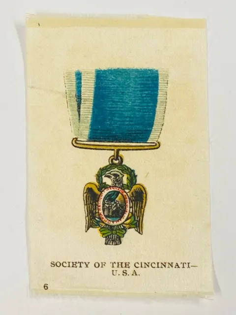 SOCIETY OF THE CINCINNATI USA Eagle Emblem Badge Medal #6 Tobacco Cigarette Silk