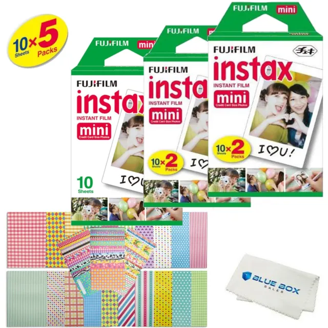 Fujifilm Instax Mini Instant Film -50 SHEETS- For Mini 8 & 9 Cameras + Stickers