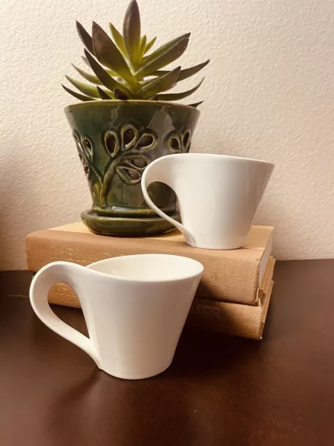 2 Villeroy & Boch New Wave White Porcelain Cafe Mug GERMANY 10oz