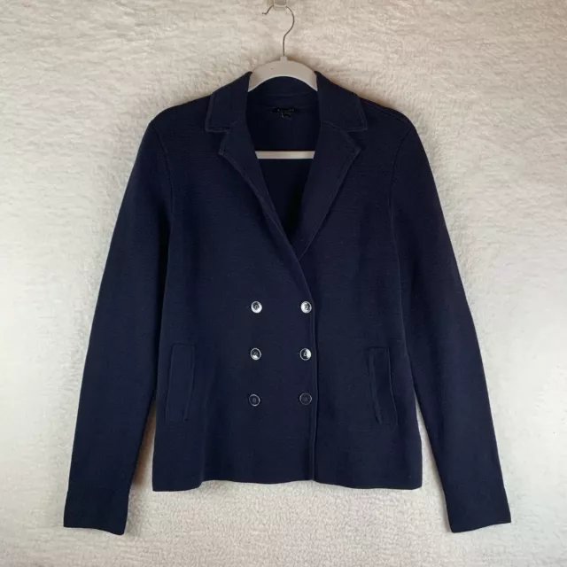 Talbots Sweater Blazer Women's Medium Navy Notch Lapel Double Breasted 8155