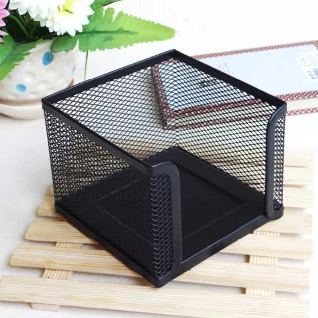 Desk Mesh Organizer Desktop Document Holder Black Metal Square Note Paper Pad