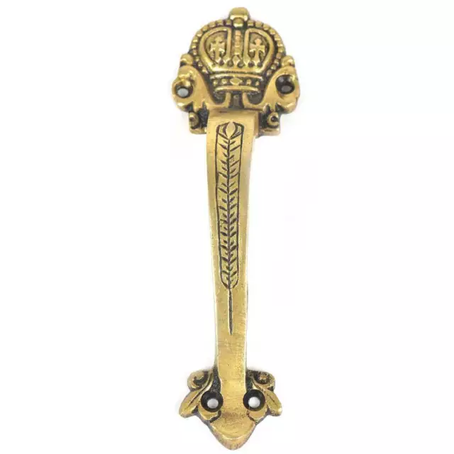 Beautiful ornate and classical design brass royal crown head door handle