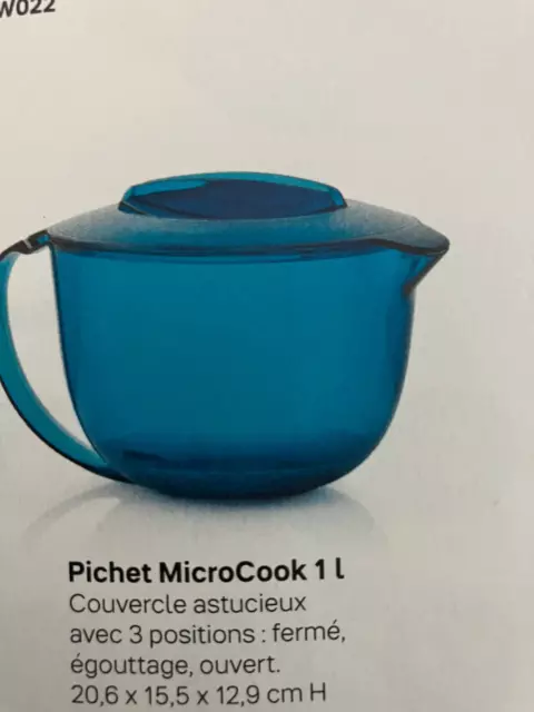 "spécial micro-ondes"PICHET MICROCOOK  1 L ET  LIVRET RECETTES. TUPPERWARE NEUF