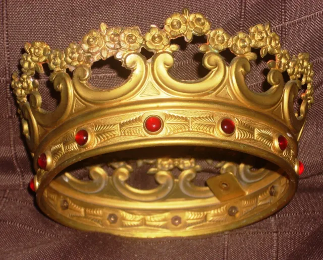corona antica e preziosa per santi in metallo dorato   Madonna o statua   cm13