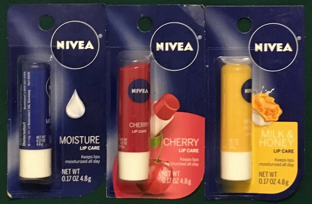 NEW NIVEA Moisturizing Lip Balm, 0.17oz (Pack of 3) - Choose your flavor SEALED!