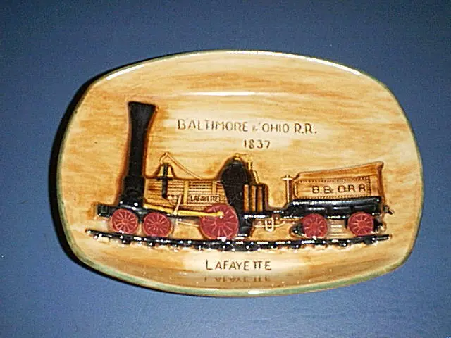 PENNSBURY Pottery "Baltimore & Ohio R.R.1837 Lafayette" Train Plaque /Tray /Dish