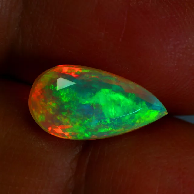 2.00Ct IF Fabulous 13 X 7 mm Rainbow Multi Flashy 3D Solid Color Play Welo Opal