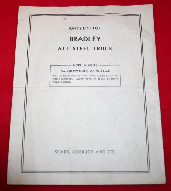 Vintage SEARS ROEBUCK David Bradley All Steel Farm Truck Parts List Catalog