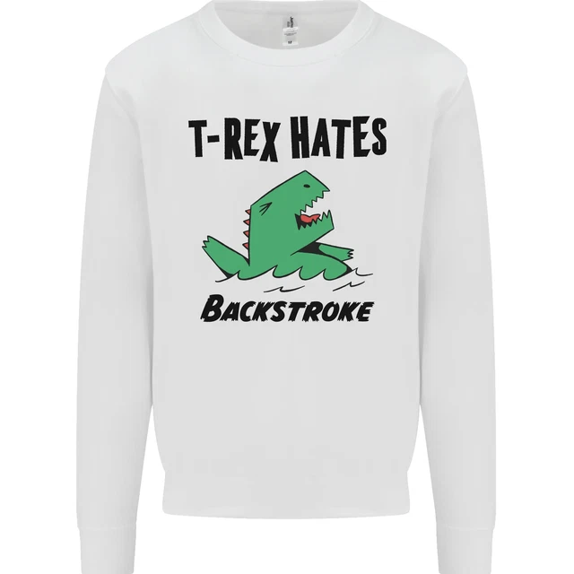 T-Rex Hates Backstroke Funny Swimming Swim Kids Sweatshirt Jumper