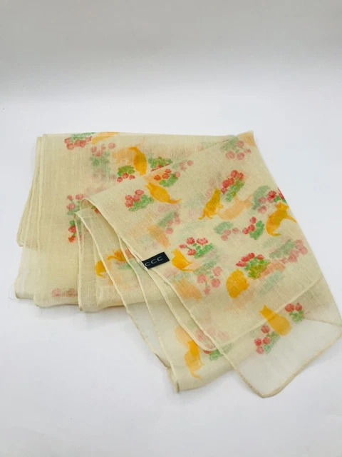CCC Scarf Long Rectangular Boho Wrap Shawl Cream Cats 68"L x 20"W