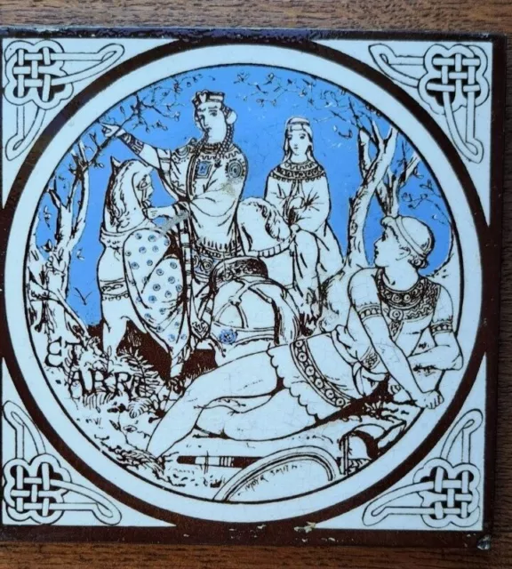 Antique Minton - Moyr Smith - Tennyson's Idylls Of The King Tile - Etarre