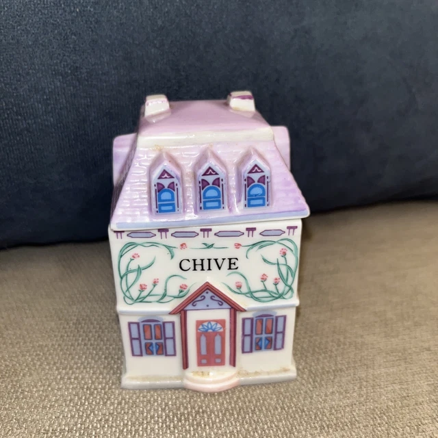VINTAGE THE LENOX Spice Village Chive Porcelain House Jar With Lid 1989