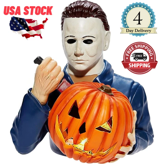 Halloween Michael Myers Light Up LED Statue Pumpkin Jack-o-Lantern Yard Decor
