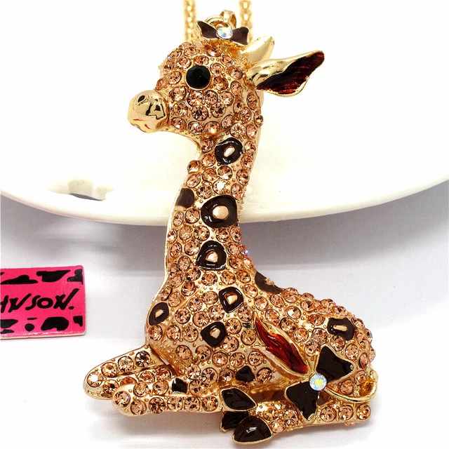 Bling Rhinestone Cute Giraffe Crystal Pendant Betsey Johnson Women's Necklace