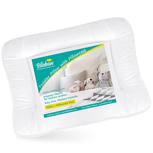 Baby Toddler Pillow 13" X 18" Quilted with 100% 13x18 Inch (Pack of 1) White