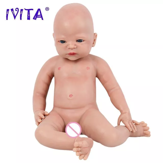 Muñeca niña renacida de silicona de cuerpo completo IVITA 22"" con ojos abiertos Realista bebé regalo lo último