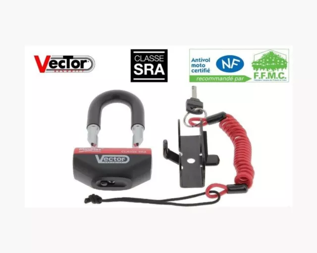 Antivol Bloque-Disque VECTOR Minimax+ SRA Support Moto - Sécurité Renforcé FFMC