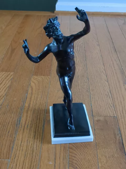 Antique Grand Tour Bronze Figure Of Satyr 6" Nude Dancing Faun Pompeli