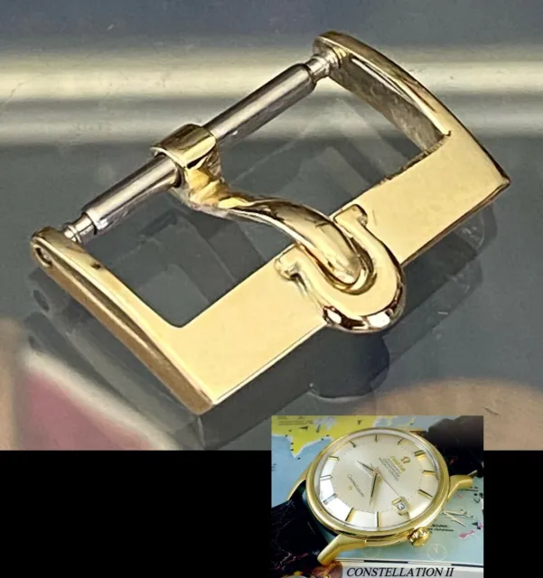 Vintage Omega 18k Oro .750 Suizo 16mm Logo Hebilla Marcada: 750 Suizo