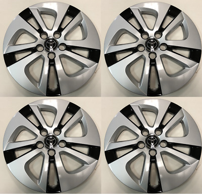 Set of 4 Wheel Cover Hubcaps Fit 2016 2017 2018 Toyota Prius 15"  Black/Silver
