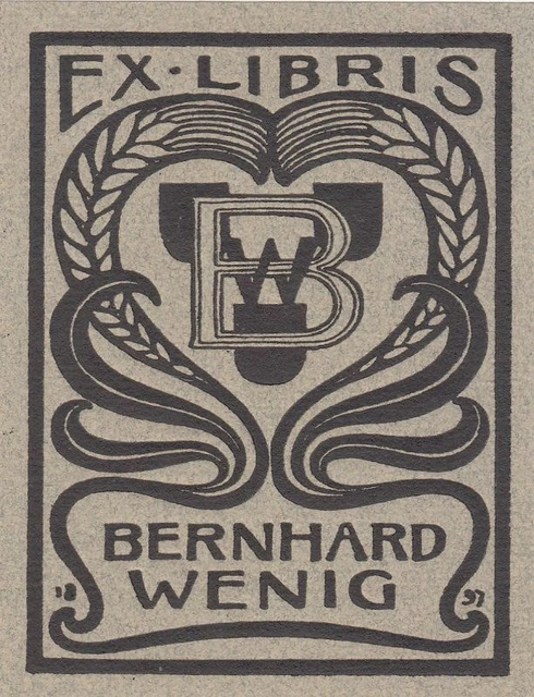 Exlibris Bookplate Cliche Bernhard Little 1871-1940 Ears Ipse Art Nouveau 2