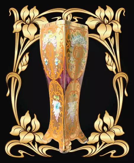 Art Nouveau Antike Ludwig Moser Handbemalte Gold Blumendekor Jugendstilvase 31CM