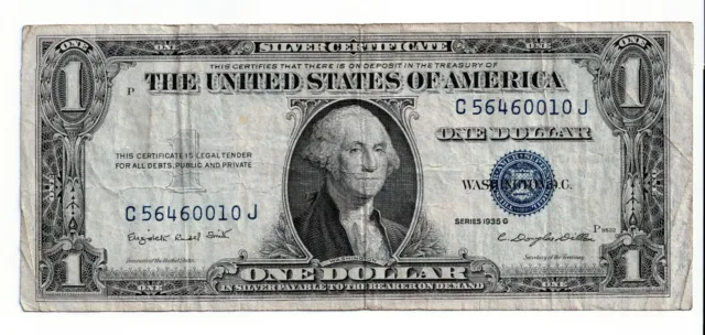 1935 Series G SILVER CERTIFICATE One Dollar Blue Seal